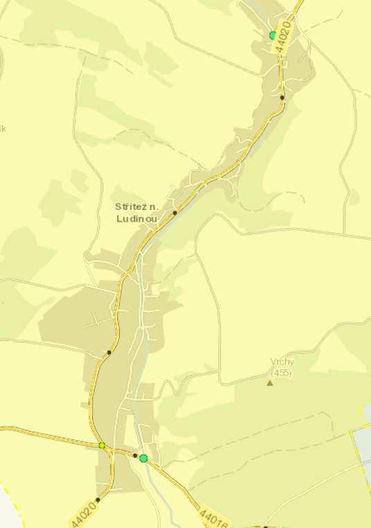 9. Informace o komunikaci Mapa znázorňující rozložení komunikace v obci