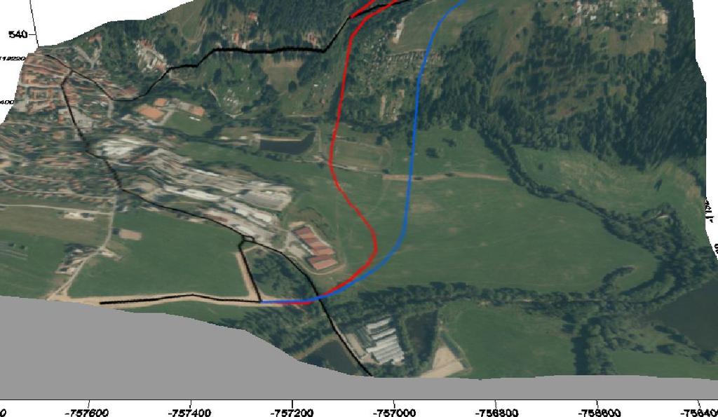 Obr. 2: Vizualizace terénu v okolí záměru 3D Terén v předmětném území je mírný, s celkovým převýšením v uvažovaném okolí záměru cca 62 m. Tvar terénu má vliv na rozptyl znečišťujících látek. 3.2. Meteorologická charakteristika území Větrná růžice byla převzata z dat ČHMÚ pro lokalitu Kaplice.