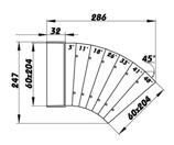 systém 100 systém 125 systém 150 Plastový horizontální oblouk s volitelným úhlem kód 545 379 Kč