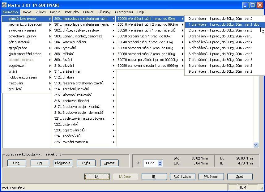 Aby bylo možno provozovat jeden normativ ve více variantách (viz. předcházející úpravy normativů), je zde každý k dispozici minimálně 10x (u nejsložitějších až 99x).