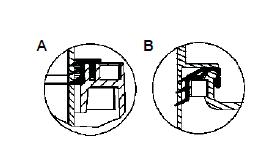 1 Montáž krytu nádrže Před montáží je dodané těsnění připojeno k profilu hrdla nádrže B. Kryt nádrže je pak zarovnán s připojením trubek a uzamčen k hrdlu nádrže.