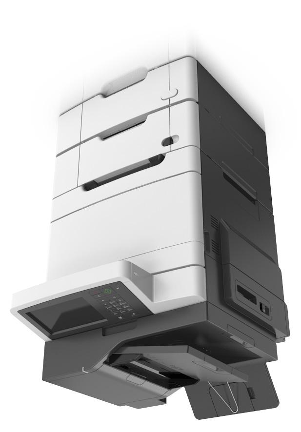 Informace o tiskárně 13 Základní modely 1 Ovládací panel tiskárny 2 Podavač ADF (automatický podavač dokumentů) 3 Standardní odkladač 4 Západka horních dvířek 5 Pravý boční kryt 6 Standardní zásobník