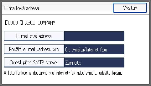 Základní postup pro zasílání naskenovaných souborů e-mailem 12. Stiskněte [E-mailová adresa]. 13. Zadejte el. adresu. 14. Stiskněte [OK]. 15. Stiskněte [Použít e-mail.