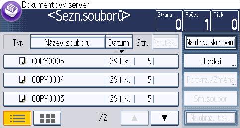 Tisk uložených dokumentů Tisk uložených dokumentů Vytiskne dokumenty uložené na dokumentovém serveru. Na obrazovce tisku můžete určit následující položky: Zásobník papíru Počet výtisků [2stran.