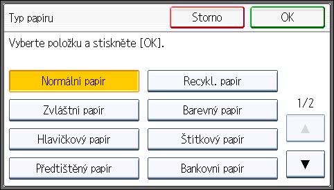 Vkládání papíru do bočního zásobníku 1. Stiskněte tlačítko [Nástroje uživatele/počitadlo]. CMR633 2. Stiskněte [Nastavení zás. papíru]. 3. Stiskněte [ ]. 4. Stiskněte [Formát pap. boč. zásobníku tiskárny] a potom zadejte formát papíru.