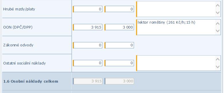 osobním nákladům uvedeným v položce OON (DPČ/DPP) v tabulce 4.1.