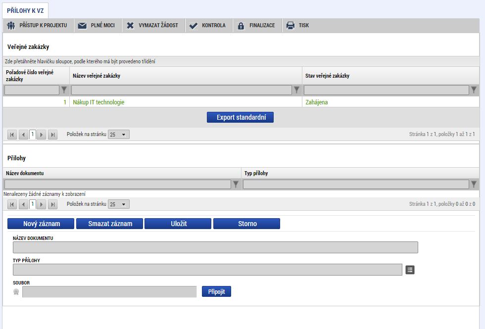 Obrázek 166: Záložka Přílohy k VZ Podpis