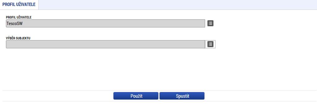 Obrázek 125: Výběr profilu z číselníku Výběr z číselníku Následně se nám zpřístupní pole pro výběr názvu subjektu, kde opět