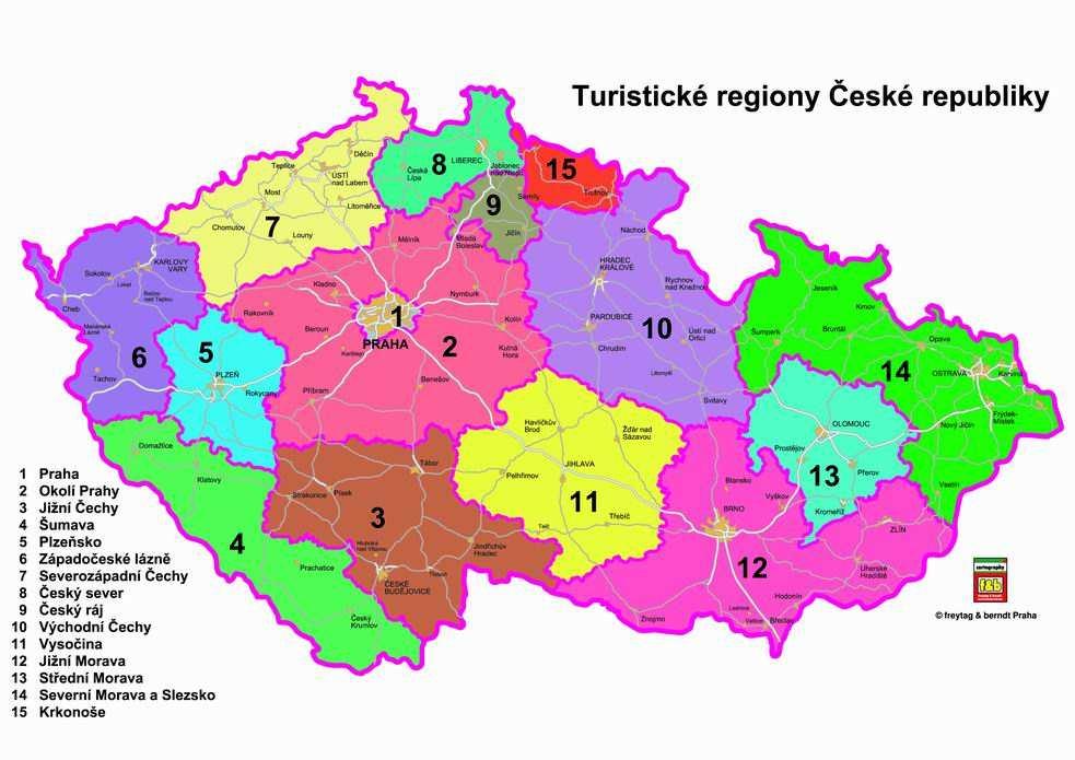 Příloha 12: Turistické regiony Česka Zdroj: