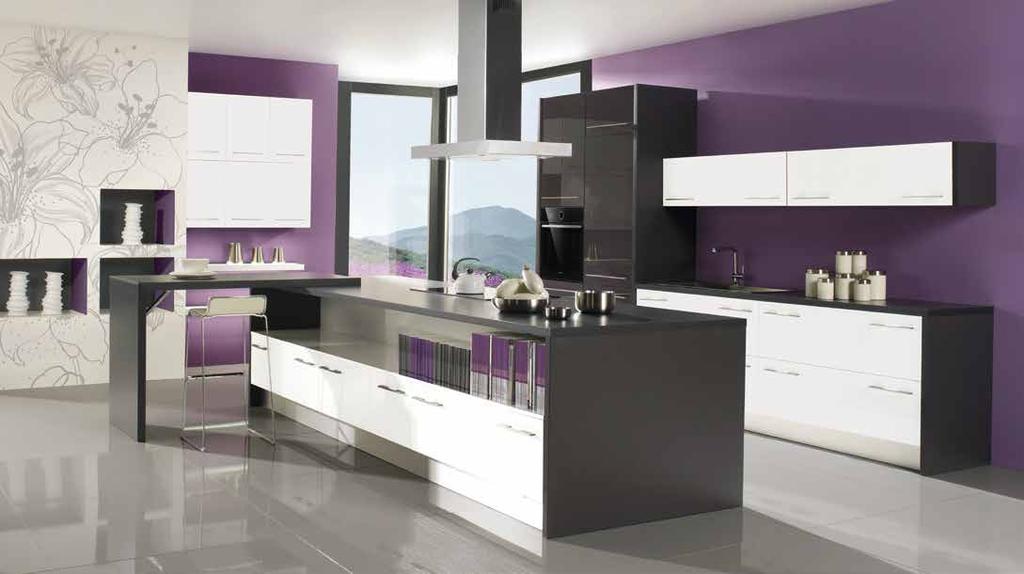 DESIGNOVÉ KOLEKCE NOLA 509 BÍLÁ v kombinaci s typem 512 ANTRACIT Další nabízené barvy dvířek naleznete v rejstříku na