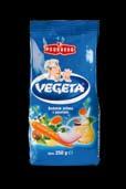 Marka Vegeta na tržištu se prvi puta pojavljuje 1959. godine. Izvoz Vegete počinje 1967. godine na mađarsko i rusko tržište te kasnije u Austriju, Švedsku, Njemačku i Čehoslovačku, da bi 1972.