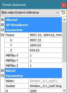 BricsCAD > Panel nástrojů BIM Polohu okna nebo dveří ve stěně můžete upravovat také nastavením souřadnic X, Y a Z v panelu vlastností: Tímto způsobem dojde pouze k posunu prvku, otvor zůstane na