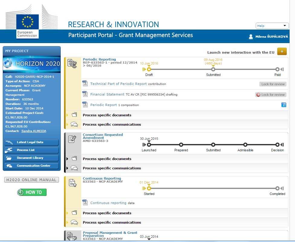 Participant Portal: Finanční vykazování 67 Struktura finančního výkazu vysvětlení vykázaných částek 68 Vysvětlení