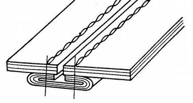 spojované díly podloží proužkem a prošijí podél okrajů (Tabulka ) [].