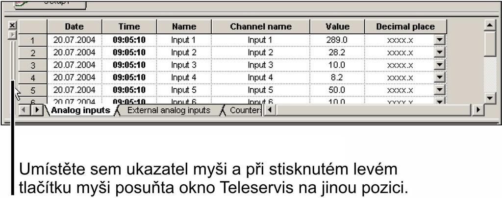Jedním kliknutím levým tlačítkem na zobrazené políčko přepnete signál Modbus.