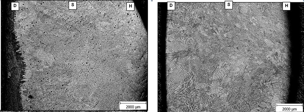 3. - 4. 4. 2014, Karlova Studánka Obr. 3 Porovnání struktury laboratorních vzorků oceli 42CrMo4 s přísadou 0 hm. % Ce (vlevo) a s přísadou 0,0061 hm. % Ce (vpravo) Obr.