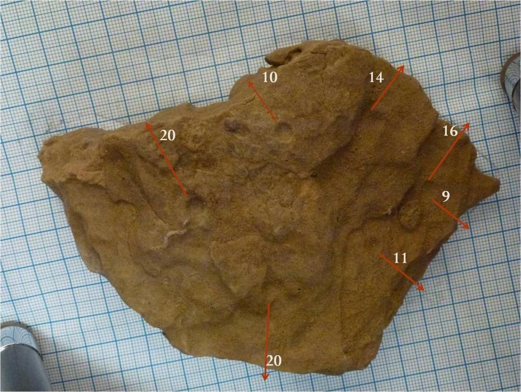 čísla představují vzdálenost návrtů od hran vzorku v mm. Obr. 7.