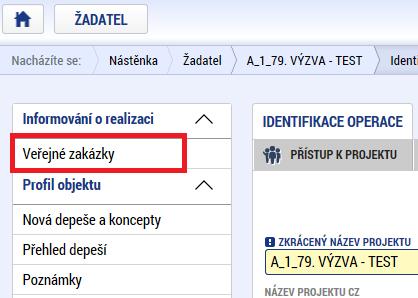 Modul veřejné zakázky Zakládání veřejných zakázek a jejich úprava probíhá POUZE přes modul Veřejné zakázky, který se zaktivní po zatržení checkboxu Realizace