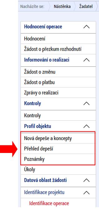 Komunikace v IS KP14+ - DEPEŠE Komunikace probíhá v IS KP14+ ve formě DEPEŠÍ, ve kterých bude žadatel vyzván k doložení podkladů, bude informován o stavu projektu, výsledcích hodnocení, podpisu