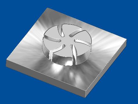 spojuje strategie Konstant Z a 3D Offset. Tam, kde je model strmý, je použita strategie Konstant Z a pro ostatní oblasti je použita 3D Offset.