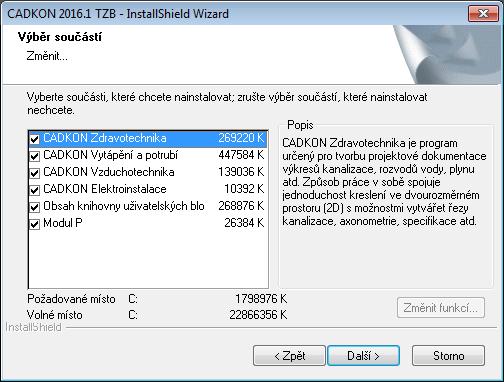Uživatelé kteří přecházejí v rámci platného CSP z verze 2016 a měli například pouze modul Vzduchotechnika si nyní mohou nainstalovat všechny moduly, nebo jen ty o které mají zájem. 7.