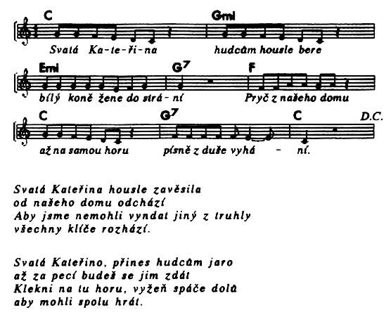 Svatá Kateřina Říkává se, že svatá Kateřina pověsila housle do komína. Skončil čas zábav, nastal advent. Lehký poprašek sněhu už sem tam ležívá na zmrzlé půdě, jako by ji pocukroval.