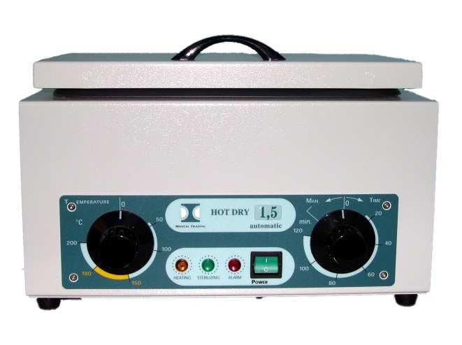 Hot Dry 1,5L a 7L Horkovzdušné sterilizátory Horkovzdušný sterilizátor se snadným použitím, bezpečný a výkonný. Je vhodný pro sterilizaci kovových nástrojů např.
