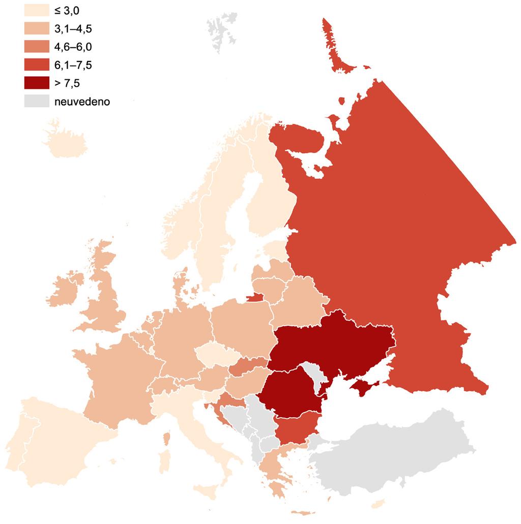 Kojenecká úmrtnost Infant mortality rate Island (2012) Slovinsko (2015) Finsko (2015) Norsko (2015) Estonsko (2015) Švédsko (2015) Španělsko (2015) Česká republika (2016) Lucembursko (2015) Itálie