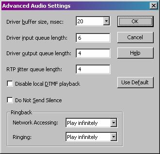 711 má nároky cca 100 kbps, GSM cca 30 kbps, v případě použití Do Not Send Silence klesají nároky na pásmo cca o 40% výměnou za přerušování přenosu při detekci ticha (možné usekávání hlásek začátků