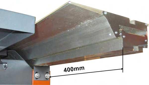 Adjust the gap at the left end of the sliding table to the base frame of 400mm. (Fig.