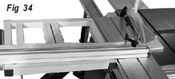 Workpiece secured with hold-down Feed with sliding table Alternatively, with