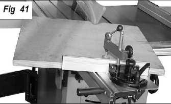 Angle cuts with miter gauge In table boom two angular