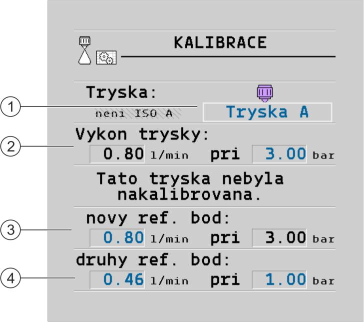 Nakonfigurování jobrechneru Konfigurace trysek u postřikovačů s regulací senzoru tlaku 7 3. Zadejte tlakové pásmo pro barvu trysky. 4.