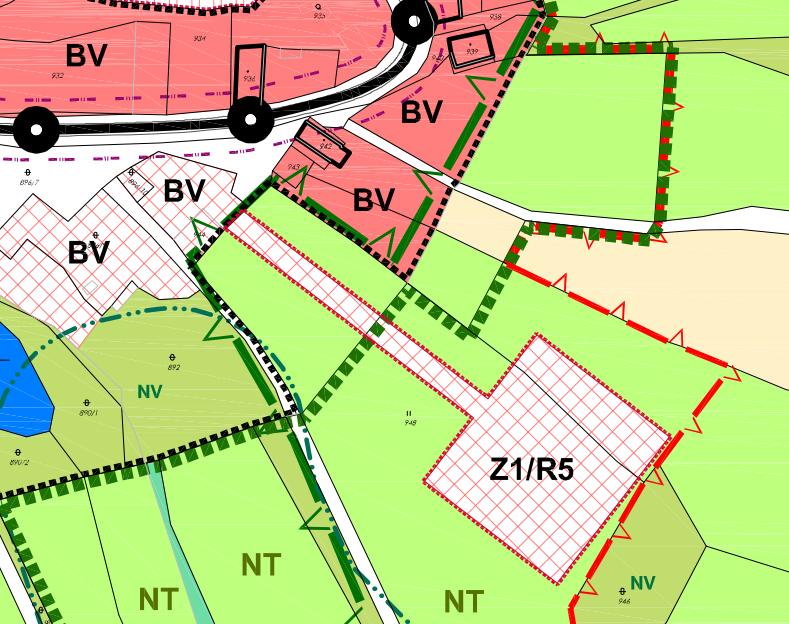 prostorově umístit důstojné sídlo majitele významného rozsahu pozemků v obci (Thurn-Taxis) včetně změny využití navazujících ploch