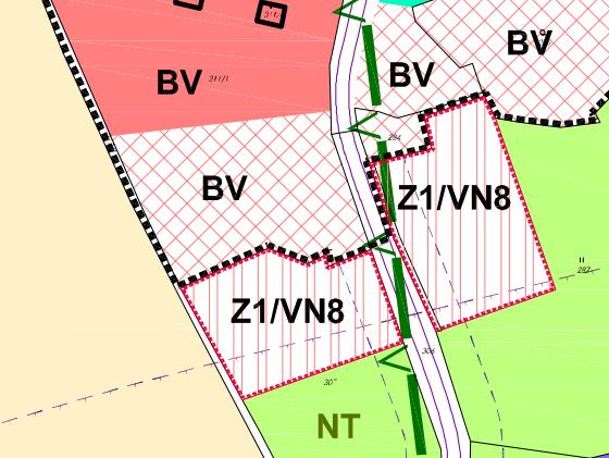 p. č. 307 (trvalý travní porost) (NT) pro plochu bydlení BV s předpokladem umístění 1+1 rodinného domu.