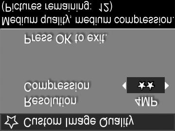 Custom Image Quality (Uživatelská kvalita obrázku) Vyberete-li volbu Custom.