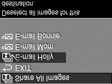 4 Pomocí tlačítek se p esu te na cíl, který chcete vpodnabídce Share All Images (Sdílet všechny obrázky) vybrat, a stiskn te tlačítko Menu/OK.
