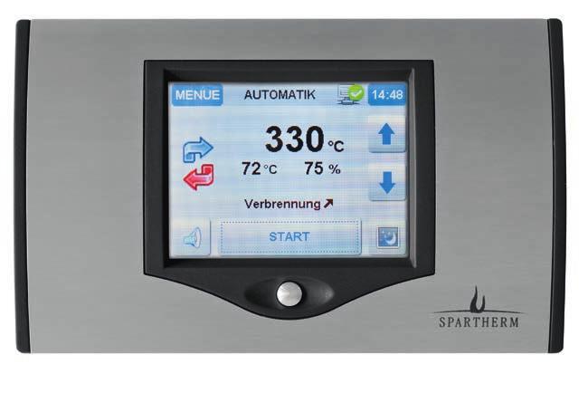 Automatická regulácia horenia Špeciality S-Thermatic Pro SPARTHERM ponúka praktické riešenia Automatické ovládanie prívodu vzduchu, ktorý je privádzaný do krbovej vložky integrovaným vedením so