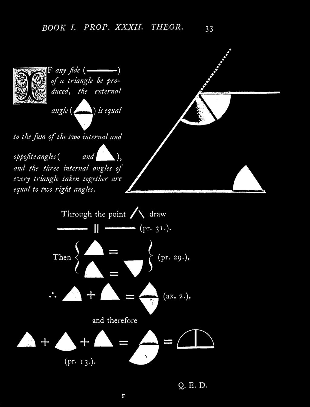 internal and ^^^ ) three internal angles of every triangle taken