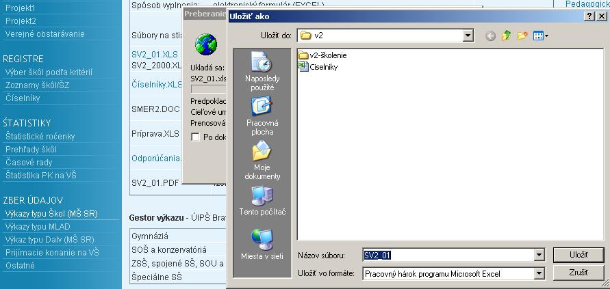 V okne Uložiť ako si súbor uložíte do svojho PC na ľubovoľné miesto. Formulár SV2_01.