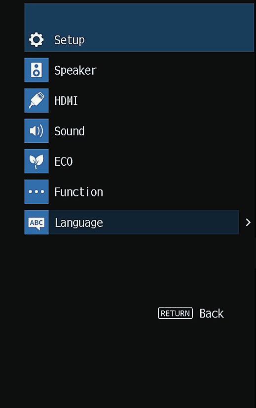 6 Volba jazyka nabídek na obrazovce Vyberte požadovaný jazyk nabídky na obrazovce. 1 2 3 4 Stiskem tlačítka 1 (napájení) přístroj zapněte.