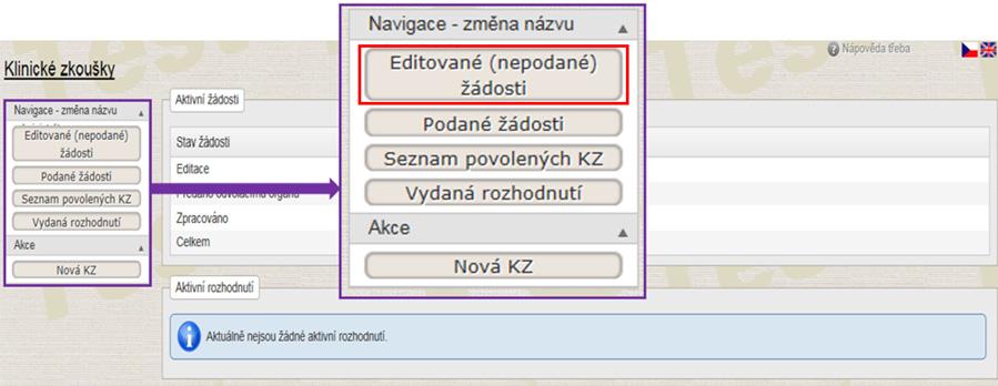 2.2.2. Podání nové klinické zkoušky Podrobný popis formuláře žádosti o povolení provedení KZ je popsán v uživatelské příručce RZPRO, kapitole Nová žádost o povolení KZ, která je k nalezení v RZPRO