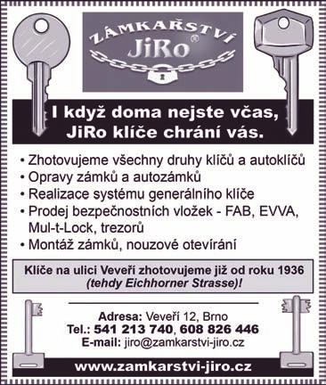 Jdou zdarma do schránek všech domácností a fi rem v centru Brna. Seženete je též zdarma na níže uvedených odběrních místech. Kdyby už byly rozebrány, volejte tel. číslo: 777 122 009 (Martin).