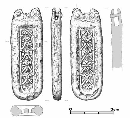 Obr. 5.B. Mikulčice, nápodoba byzantského nákončí, 2. polovina 8. století. Podle F. Daima.