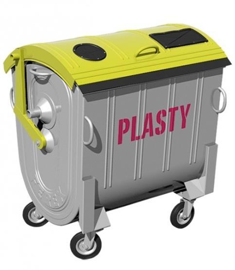 Kovový kontajner na separovaný zber plastov 1100 l Kontajner na triedený zber plastov pri bytovej a domovej zástavbe ako aj pri výrobných a obchodných prevádzkach.