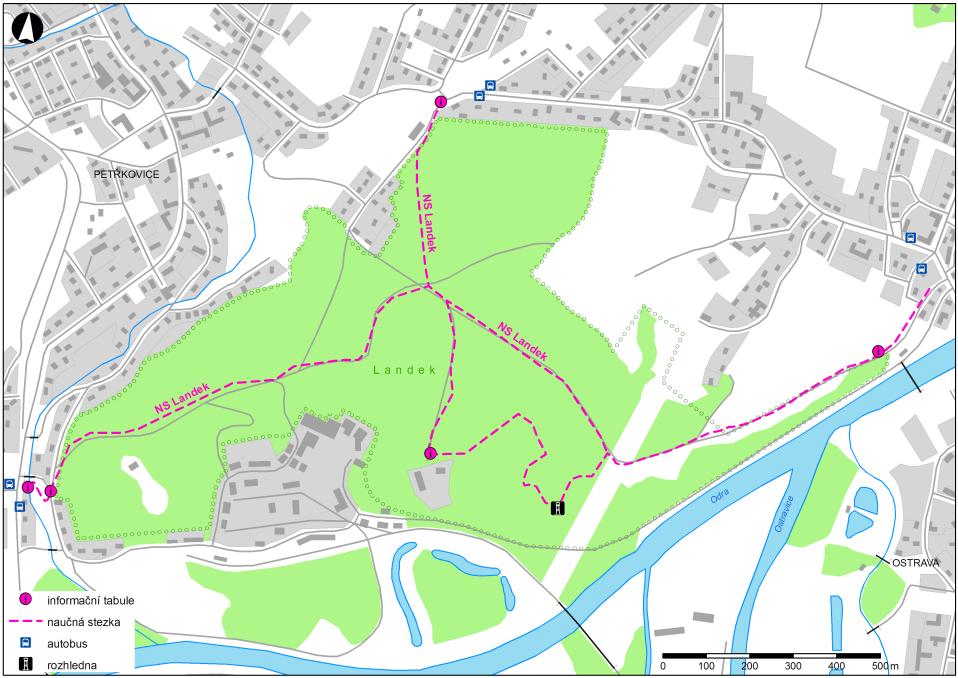 Obr. 6. Naučná stezka Landek 5 Webová aplikace Naučné stezky jsou zakresleny z velké části jen do analogových map, které jsou naskenovány a poté zobrazeny na webových stránkách.