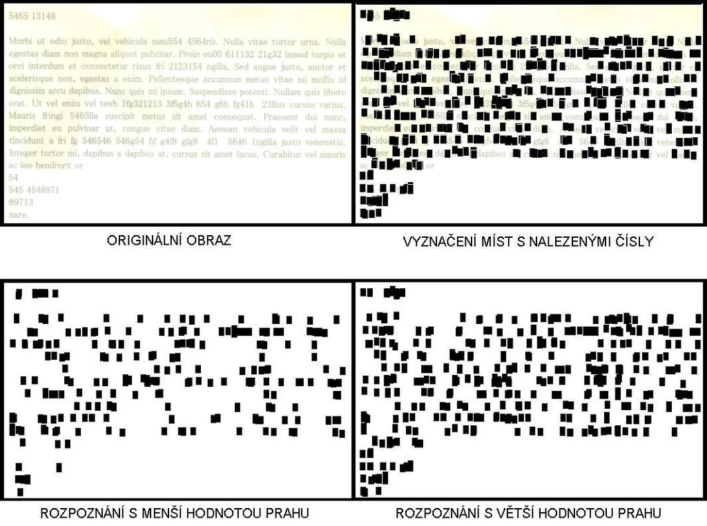 4.3.2 Rozpoznání naskenovaného dokumentu Neuronová síť je naučena vzory písmen řady MS PMincho.
