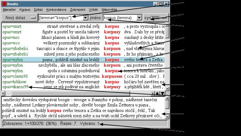 Další příklady: 6 Příklad dotazu slovo "kdy" s malým nebo velkým počátečním písmenem všechny tvary slova "kočka" infinitivy předponových sloves od "nést" různě dlouhé varianty citoslovce "ratata"