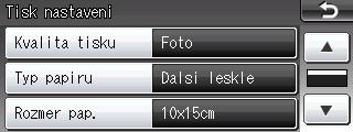 Tisk fotografií z paměťové karty nebo paměťové jednotky USB Flash PhotoCapture Center nastavení tisku Nastavení tisku můžete dočasně změnit.