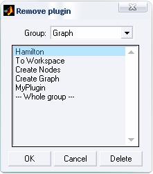 5.3 Grapheditremoveplugin Pomocí tohoto dialogu lze vybrat a odstranit plugin nebo celou skupinu.